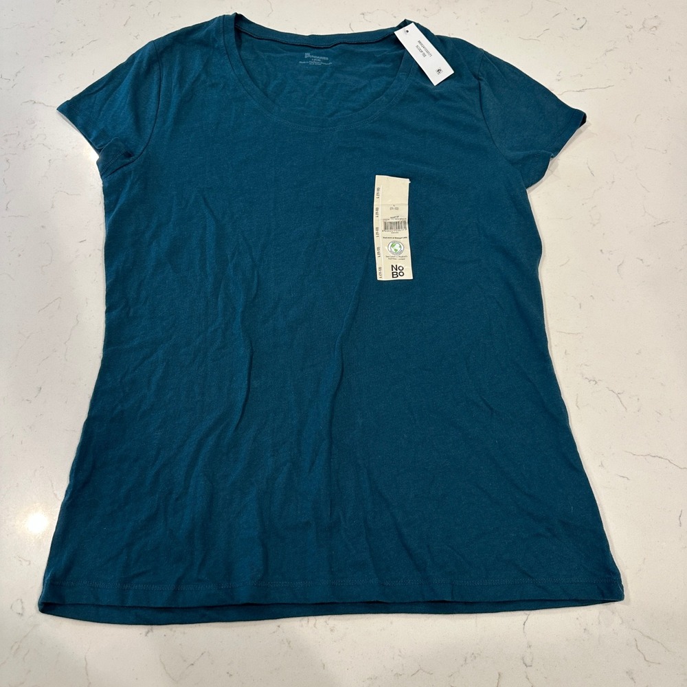No Boundaries Womens Scoop Neck Tee Gem Slate Blue Short Sleeve L 11-13 New